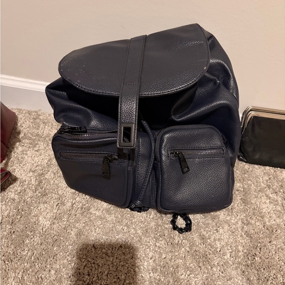 Other - Navy Leather Backpack - Classic Casual Pack